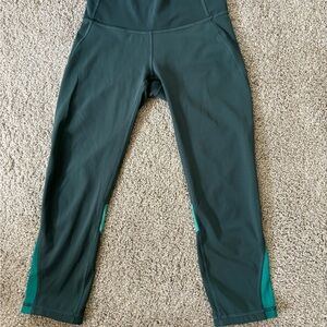 Lululemon two tone (dark olive green & teal) Leggings